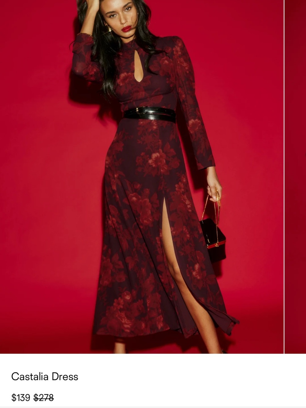 Reformation Castalia Maxi Dress in Burgundy Floral